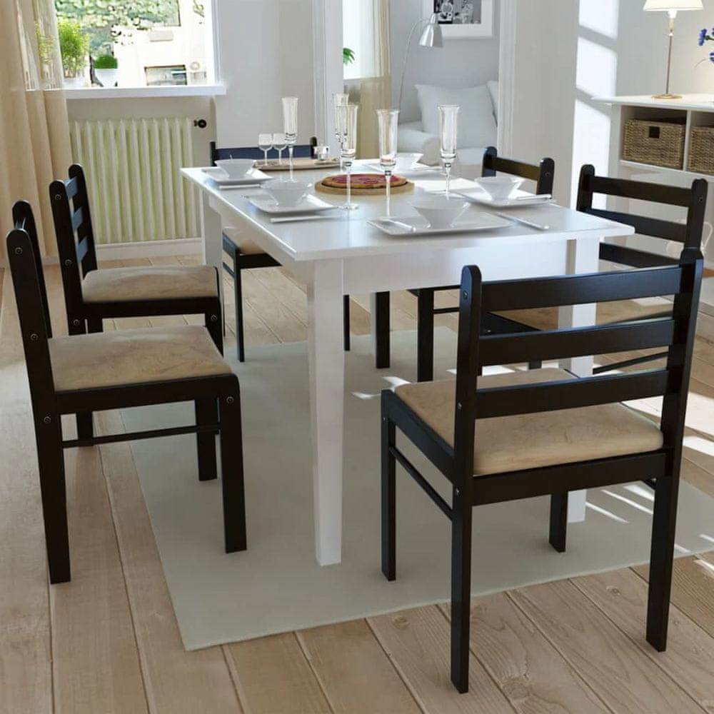 Petromila vidaXL Jedálenské stoličky 6 ks, hnedé, drevený masív a zamat